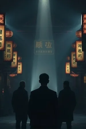 《暗河渡口》竖版封面，夜色中的简陋渡口与一只旧木船